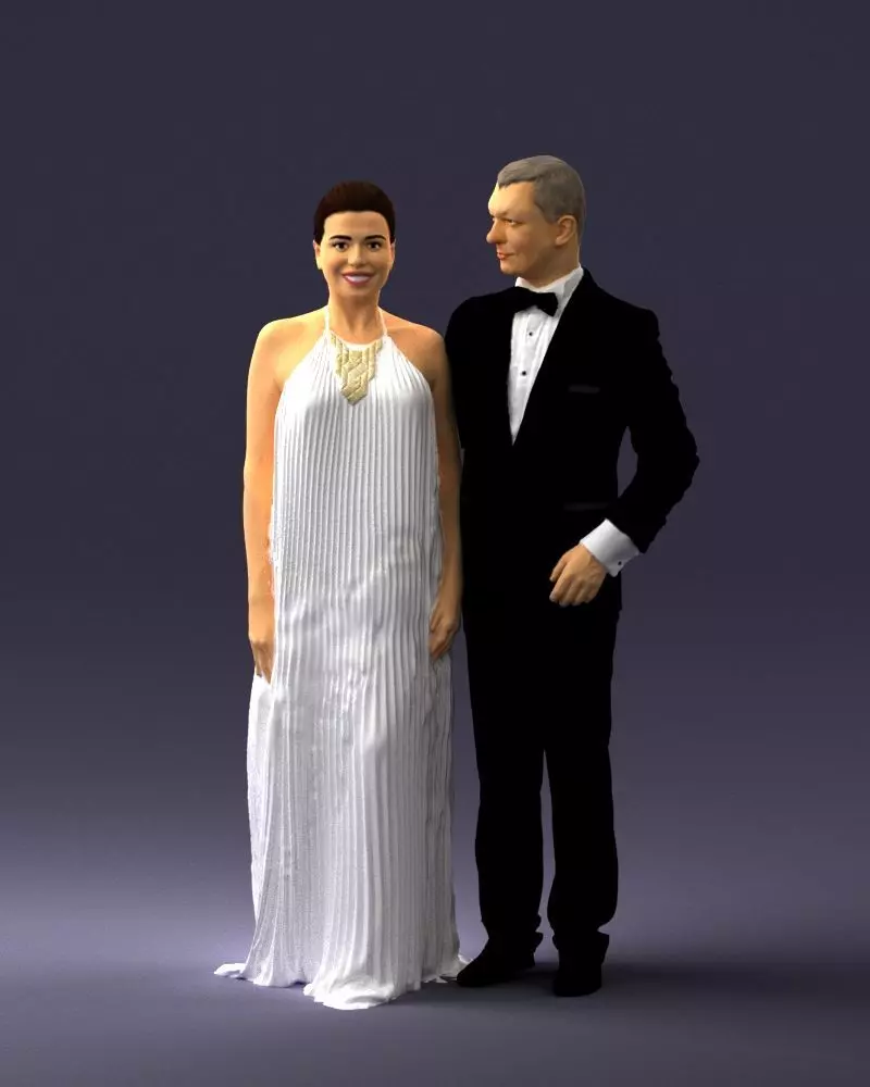 Groom in dark suit and the bride 0457 3D Print Ready 3D print model