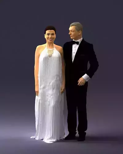 Groom in dark suit and the bride 0457 3D Print Ready 3D print model