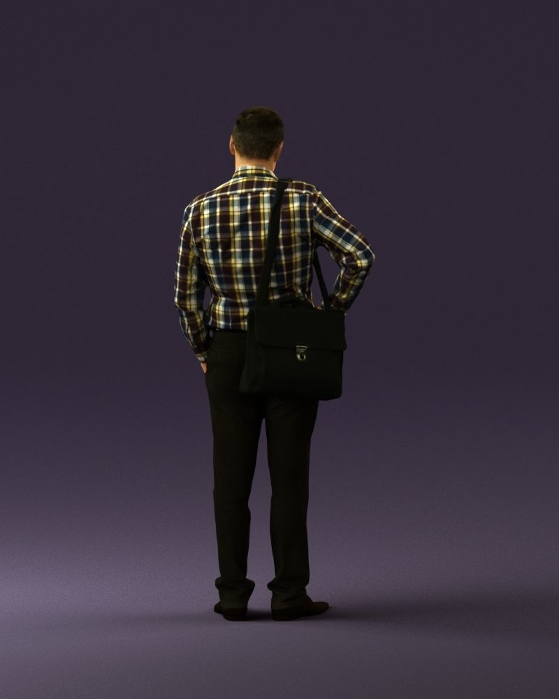 Man in checkered tshirt bag on side 0832 3D Print Ready 3D print model_13