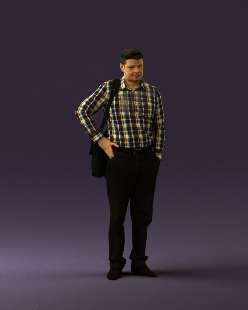 Man in checkered tshirt bag on side 0832 3D Print Ready 3D print model_5