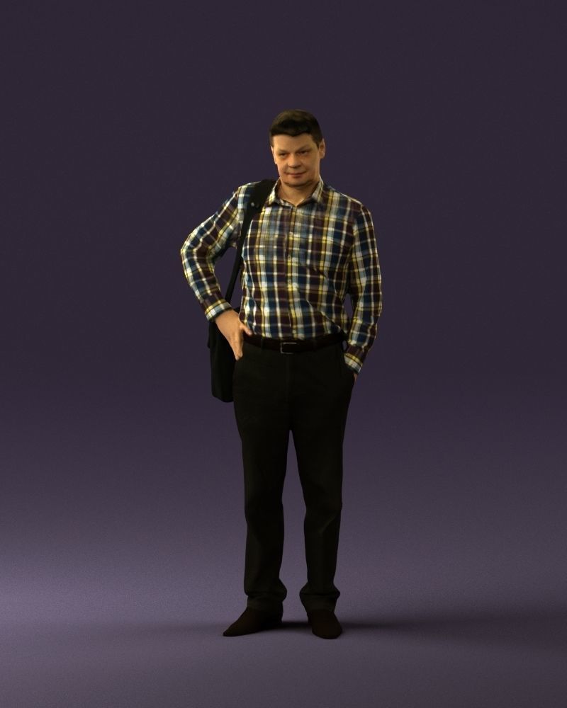 Man in checkered tshirt bag on side 0832 3D Print Ready 3D print model_25