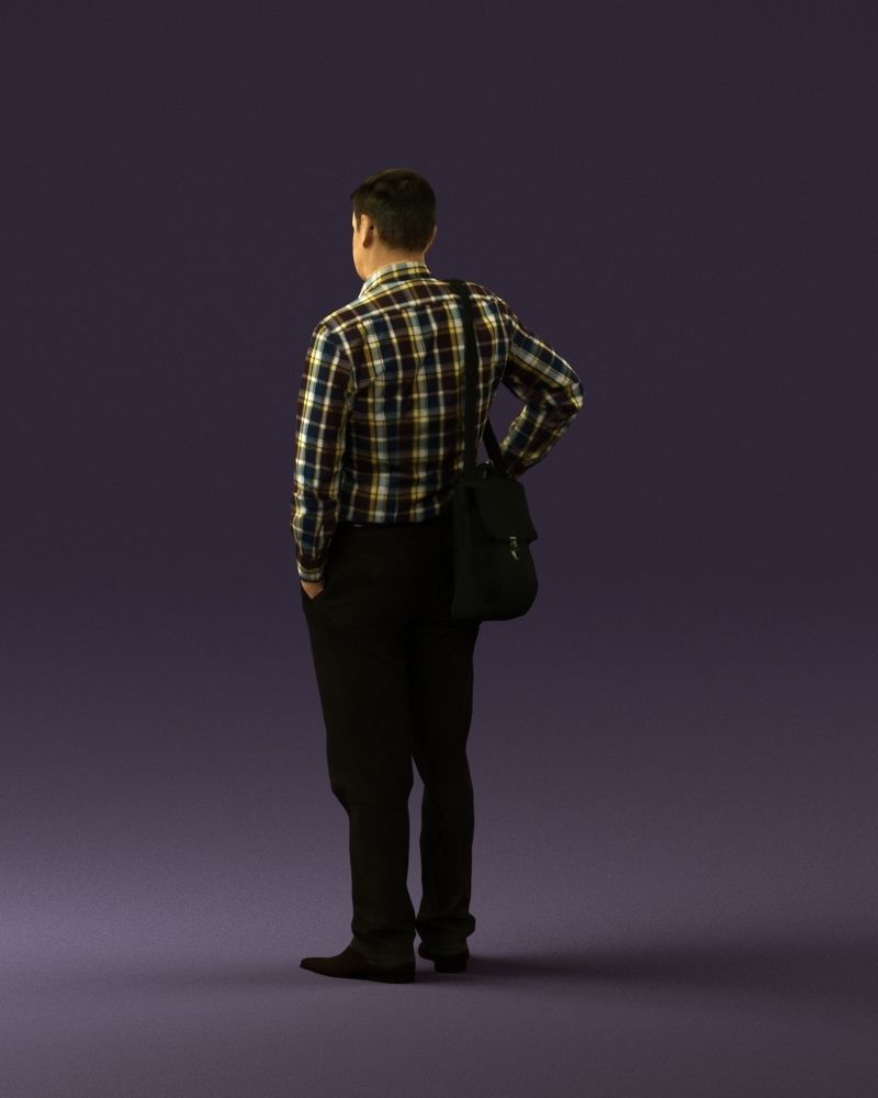 Man in checkered tshirt bag on side 0832 3D Print Ready 3D print model_15