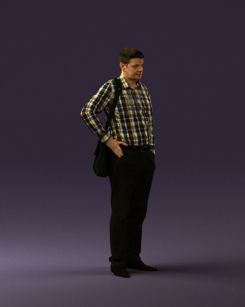 Man in checkered tshirt bag on side 0832 3D Print Ready 3D print model_7