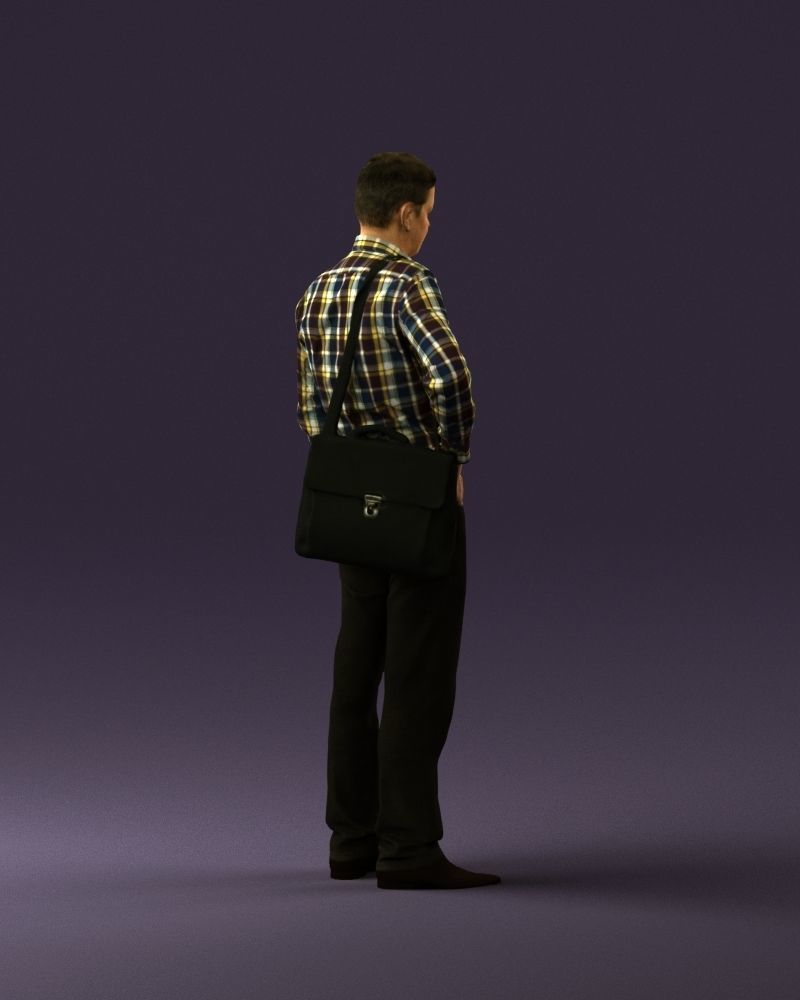 Man in checkered tshirt bag on side 0832 3D Print Ready 3D print model_11