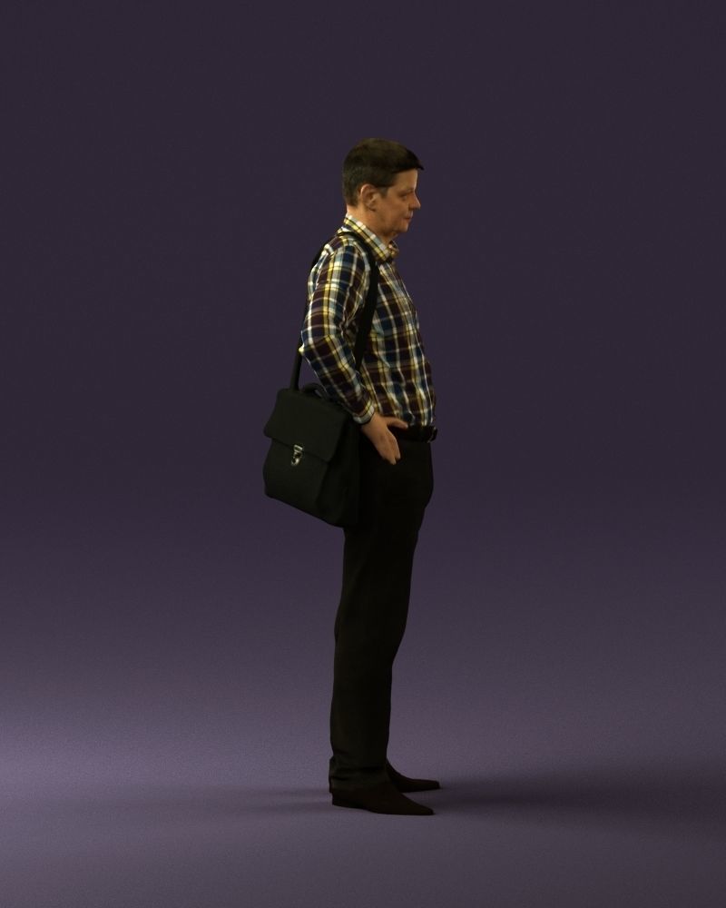 Man in checkered tshirt bag on side 0832 3D Print Ready 3D print model_9