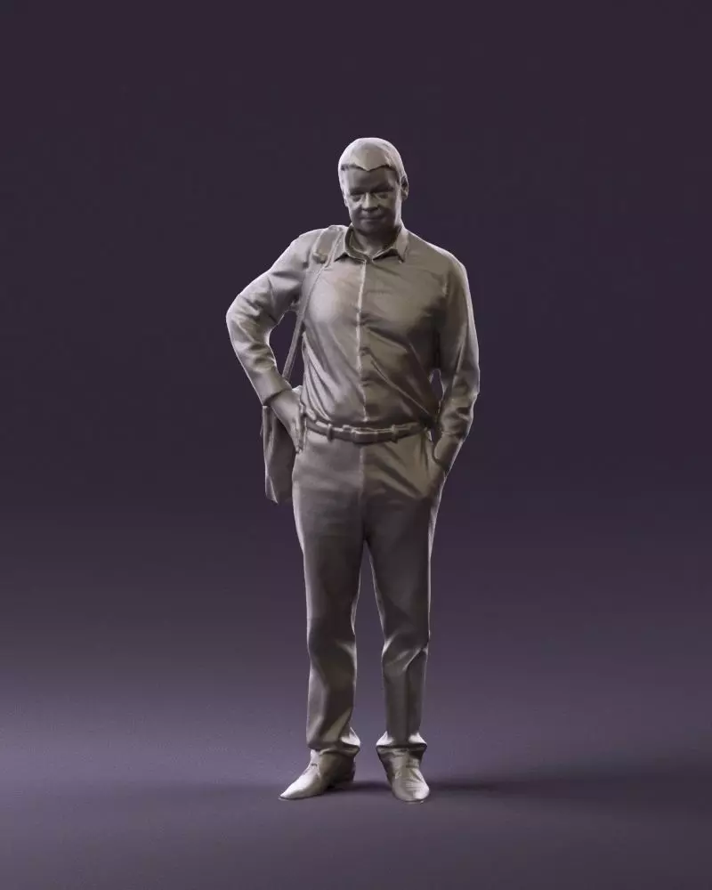 002222 Man checkered T-shirt bag 0832 STL Miniature 3D print model