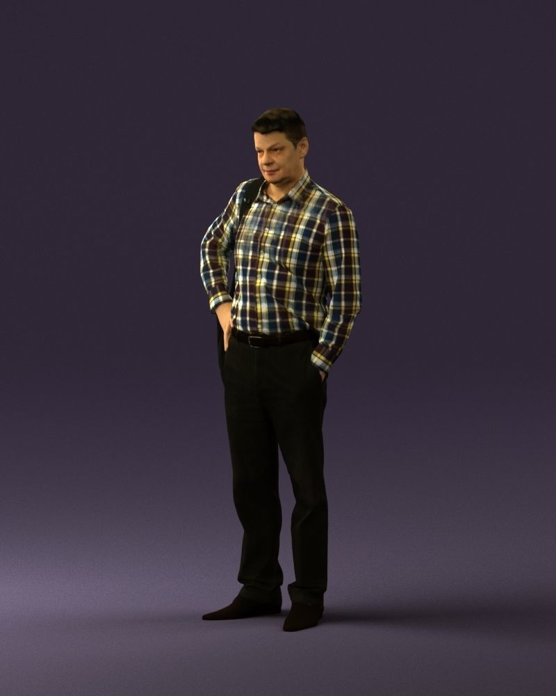 Man in checkered tshirt bag on side 0832 3D Print Ready 3D print model_21