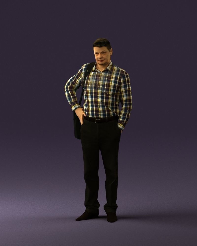 Man in checkered tshirt bag on side 0832 3D Print Ready 3D print model_23