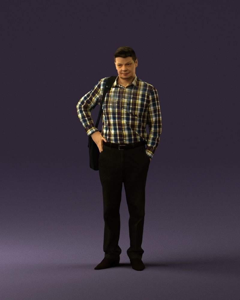 Man in checkered tshirt bag on side 0832 3D Print Ready 3D print model_1