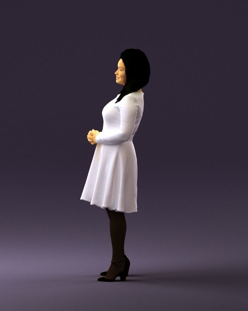 Woman in dress holding hand on stomach 0829 3D Print Ready 3D print model_17