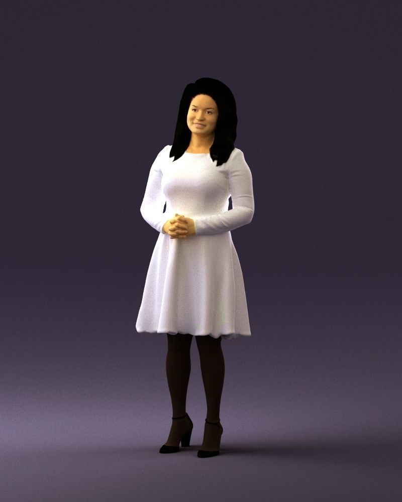 Woman in dress holding hand on stomach 0829 3D Print Ready 3D print model_21