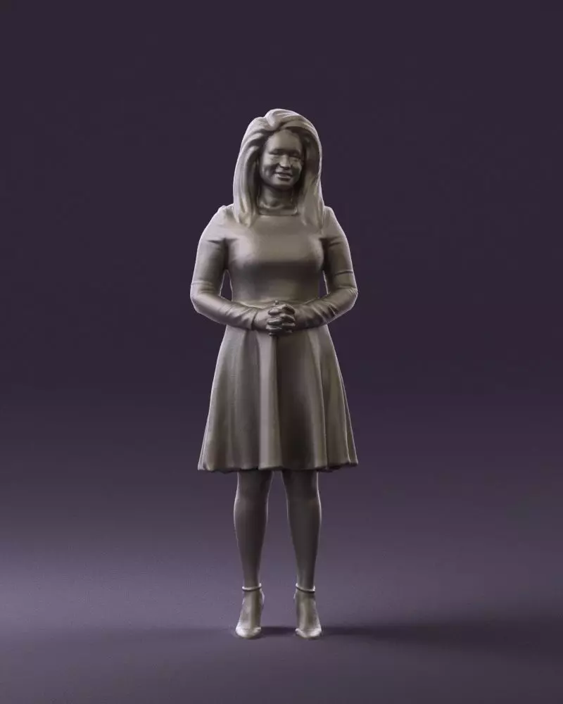 Woman in dress holding hand on stomach 0829 3D Print Ready 3D print model_0