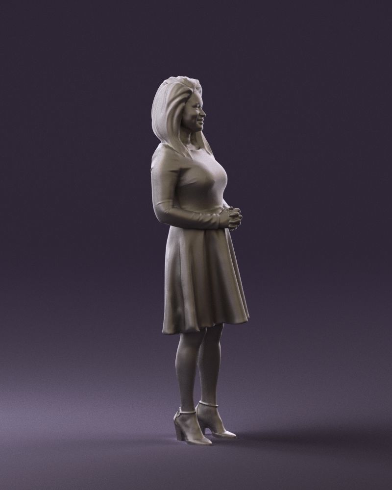 Woman in dress holding hand on stomach 0829 3D Print Ready 3D print model_6