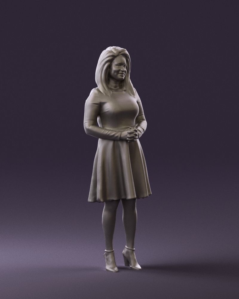 Woman in dress holding hand on stomach 0829 3D Print Ready 3D print model_4