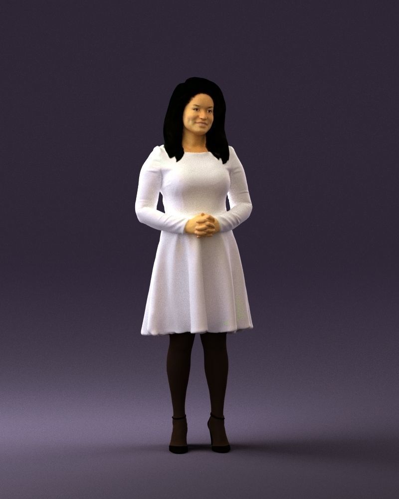Woman in dress holding hand on stomach 0829 3D Print Ready 3D print model_3