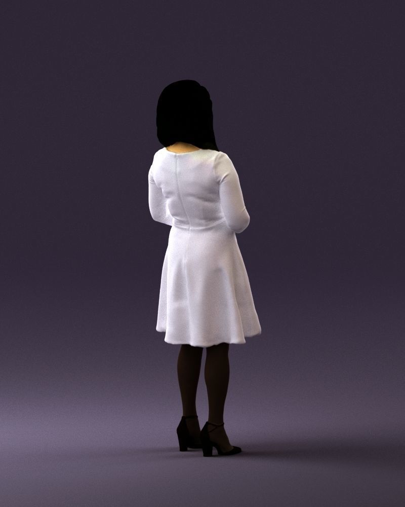 Woman in dress holding hand on stomach 0829 3D Print Ready 3D print model_11