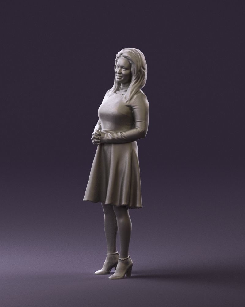 Woman in dress holding hand on stomach 0829 3D Print Ready 3D print model_18