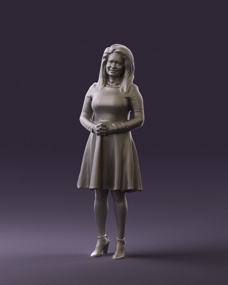 Woman in dress holding hand on stomach 0829 3D Print Ready 3D print model_20
