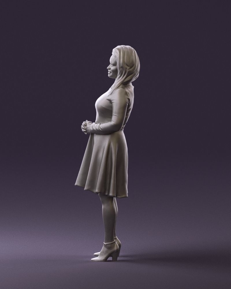 Woman in dress holding hand on stomach 0829 3D Print Ready 3D print model_16