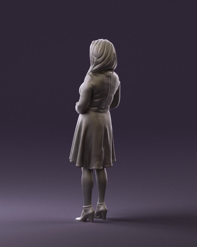 Woman in dress holding hand on stomach 0829 3D Print Ready 3D print model_14