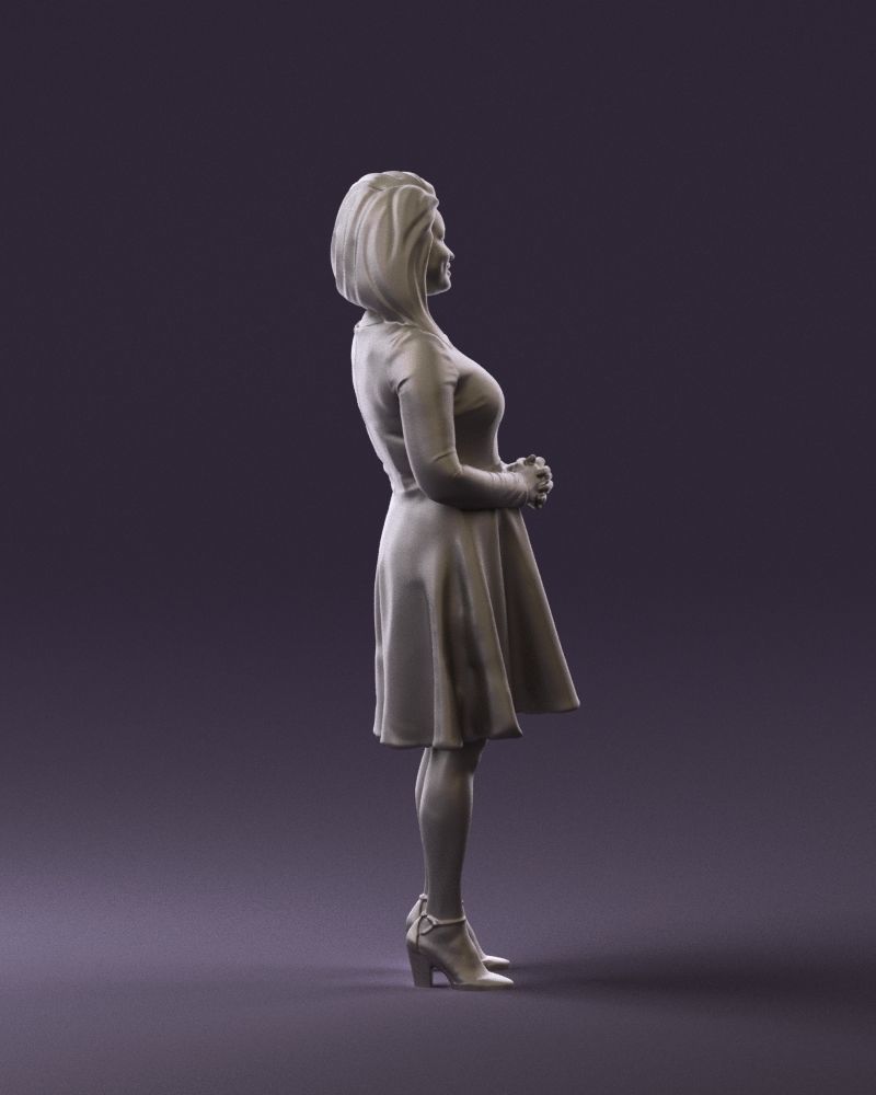 Woman in dress holding hand on stomach 0829 3D Print Ready 3D print model_8