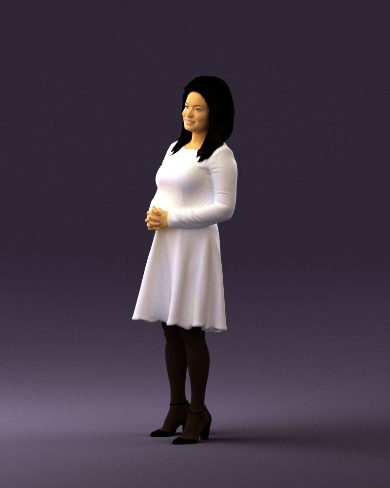 Woman in dress holding hand on stomach 0829 3D Print Ready 3D print model_19