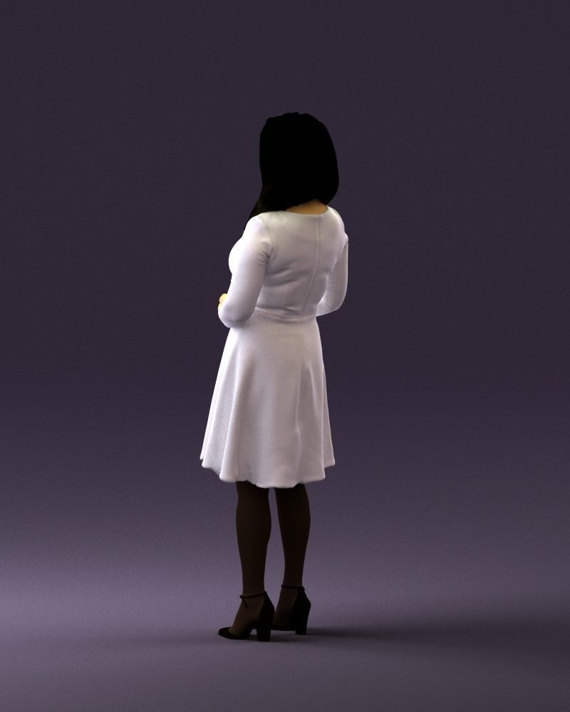 Woman in dress holding hand on stomach 0829 3D Print Ready 3D print model_15