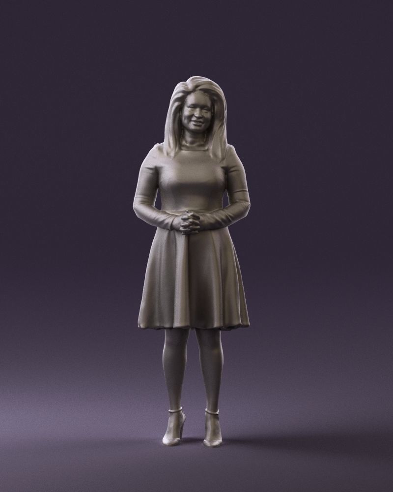 Woman in dress holding hand on stomach 0829 3D Print Ready 3D print model_22