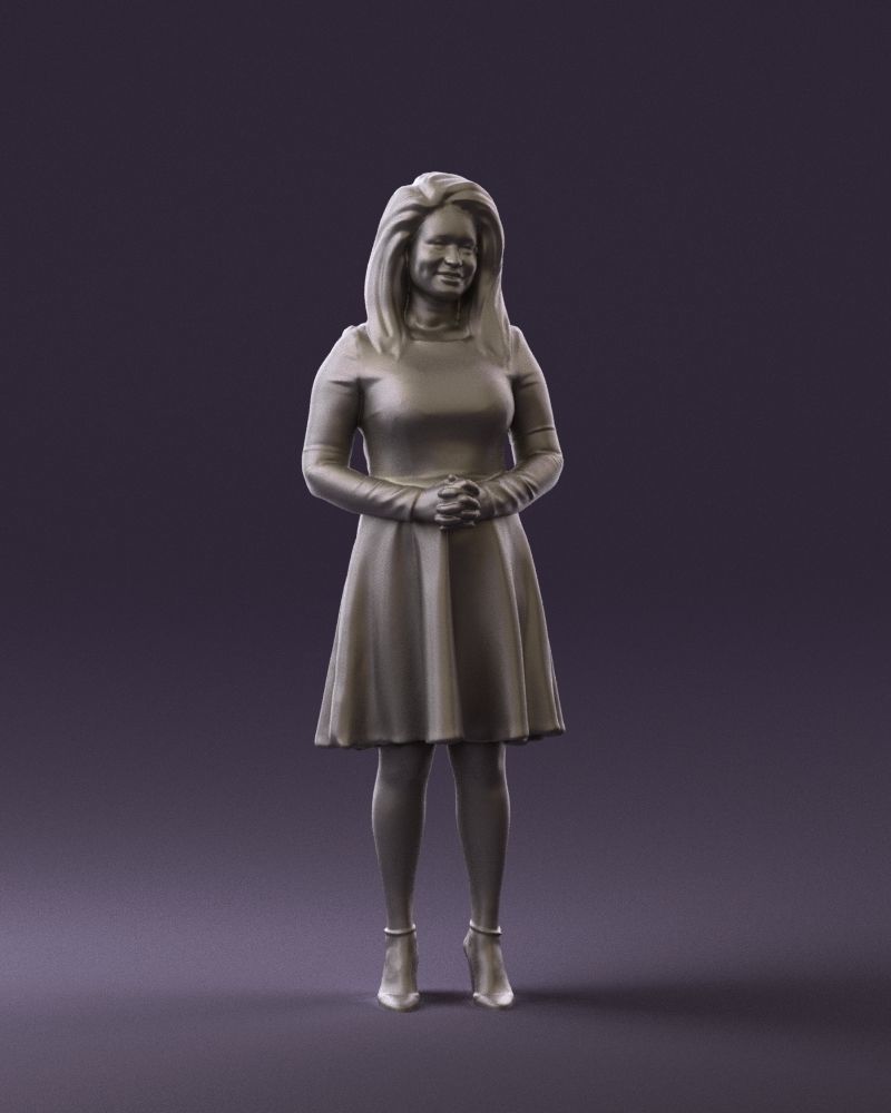 Woman in dress holding hand on stomach 0829 3D Print Ready 3D print model_2