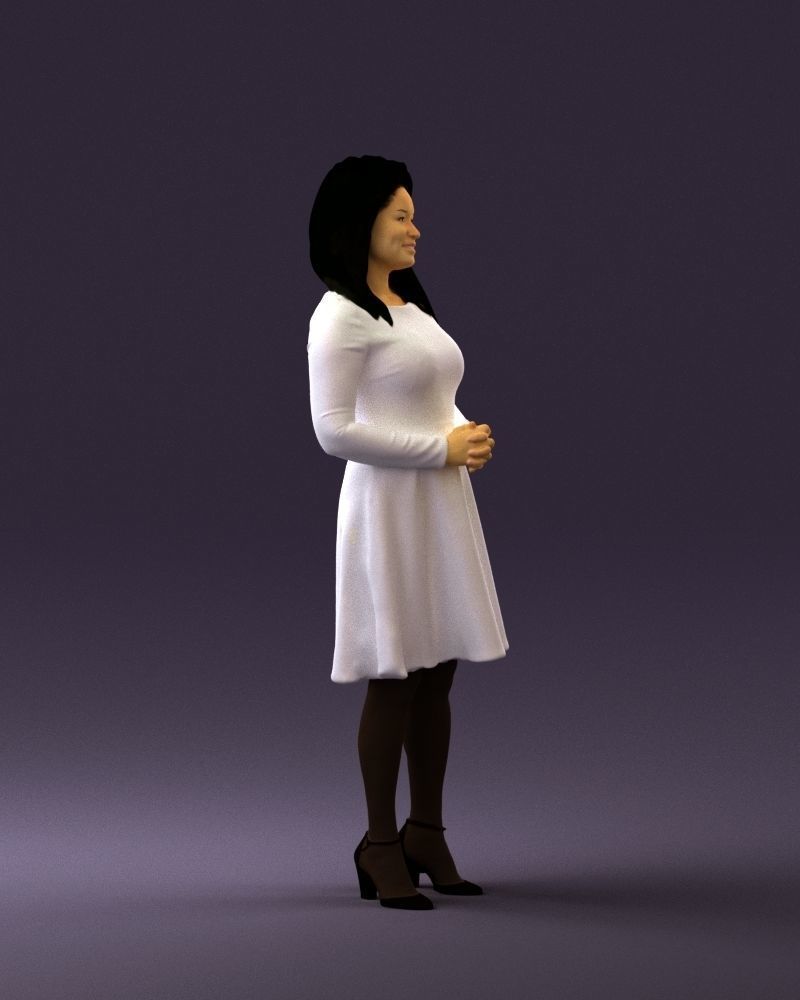 Woman in dress holding hand on stomach 0829 3D Print Ready 3D print model_7