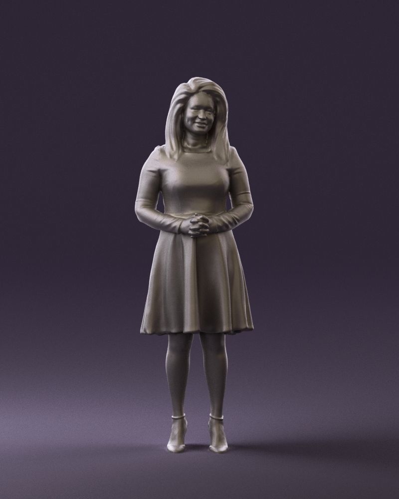 Woman in dress holding hand on stomach 0829 3D Print Ready 3D print model_24