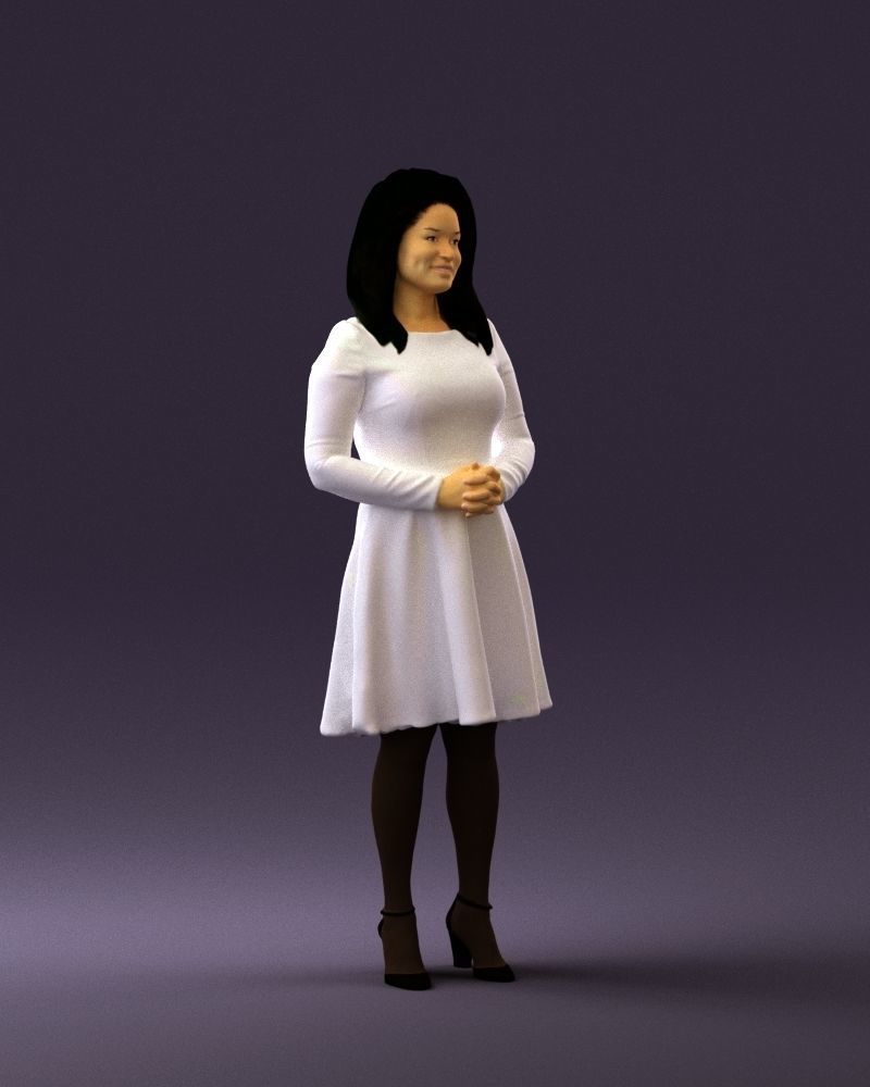 Woman in dress holding hand on stomach 0829 3D Print Ready 3D print model_5