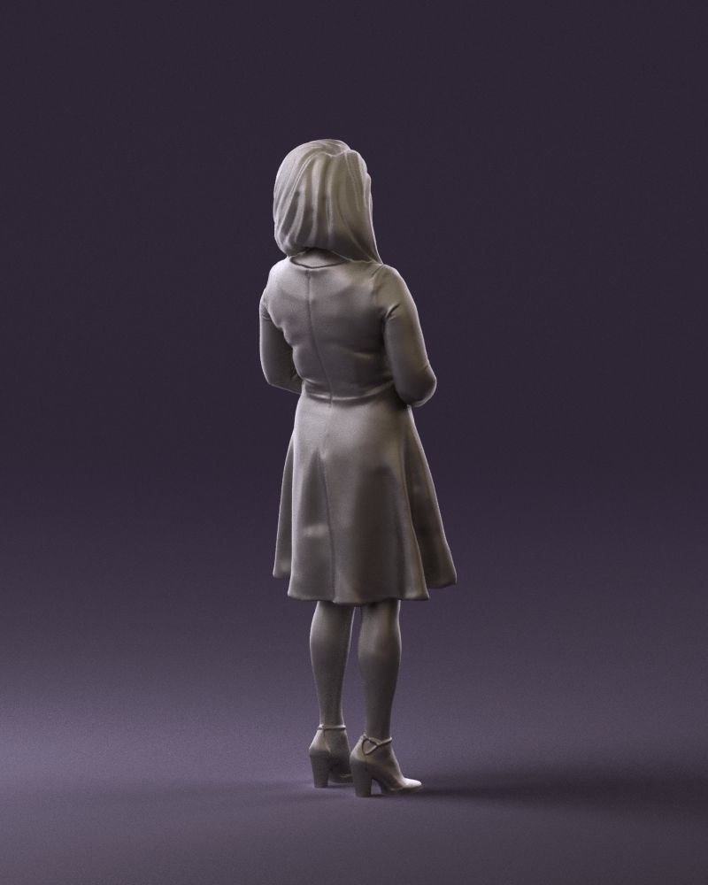 Woman in dress holding hand on stomach 0829 3D Print Ready 3D print model_10