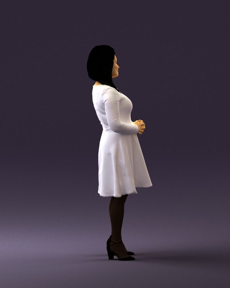 Woman in dress holding hand on stomach 0829 3D Print Ready 3D print model_9