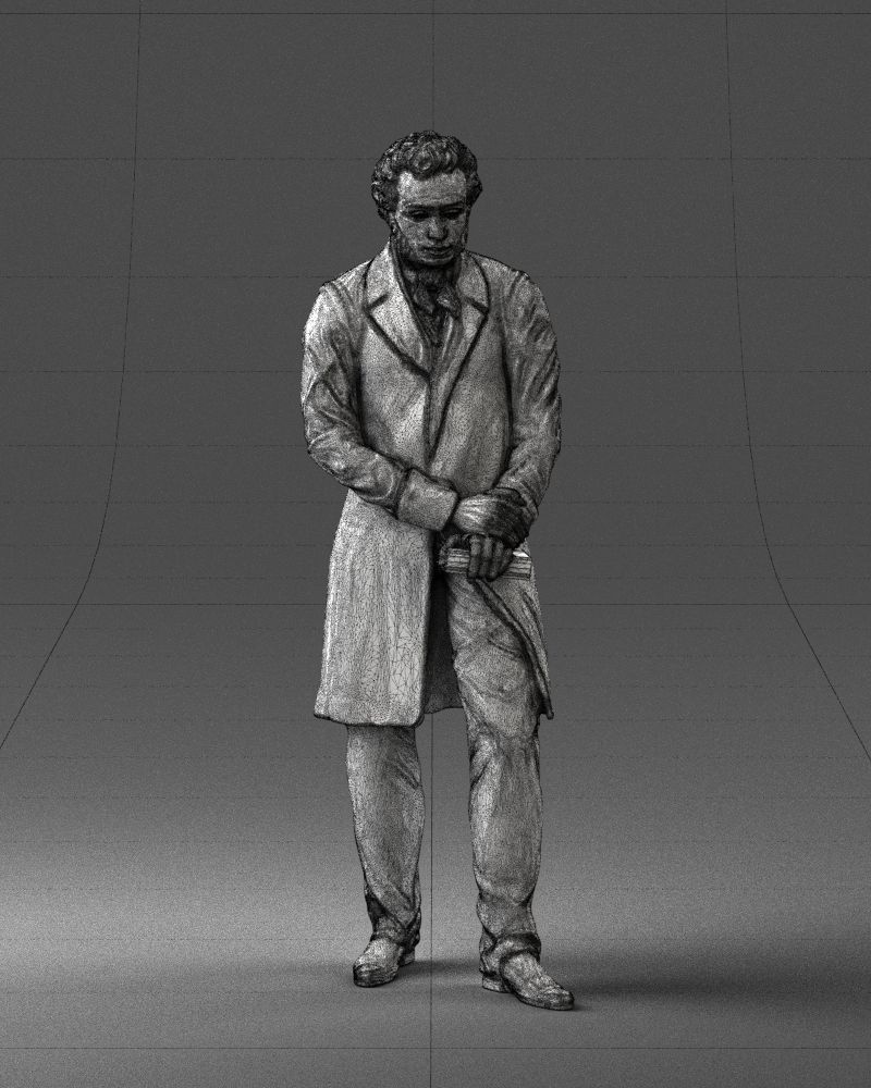 Statue of a poet from Russia 0314 3D model_3