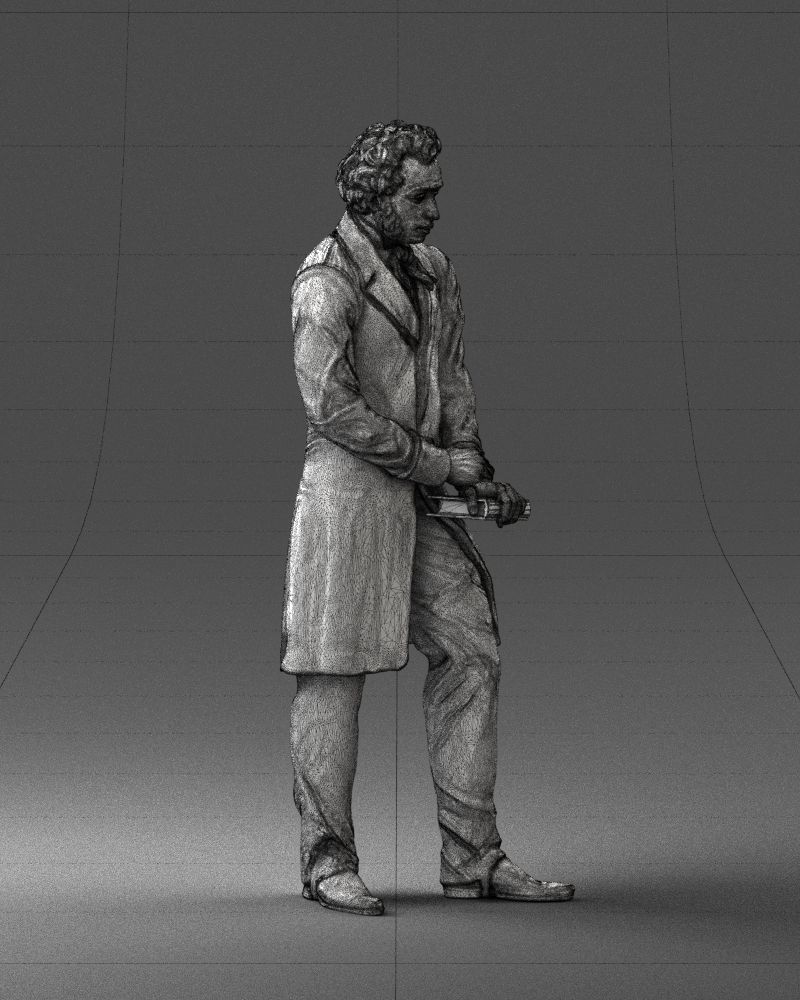 Statue of a poet from Russia 0314 3D model_7