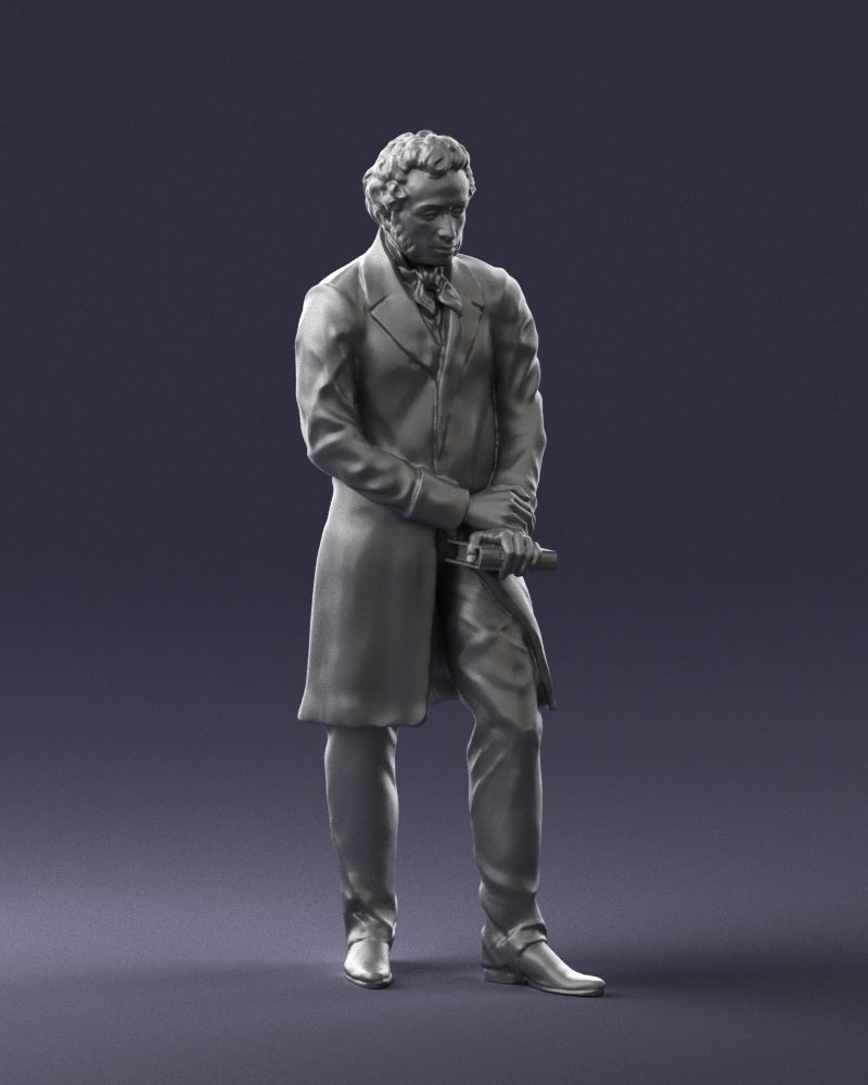 Statue of a poet from Russia 0314 3D model_4