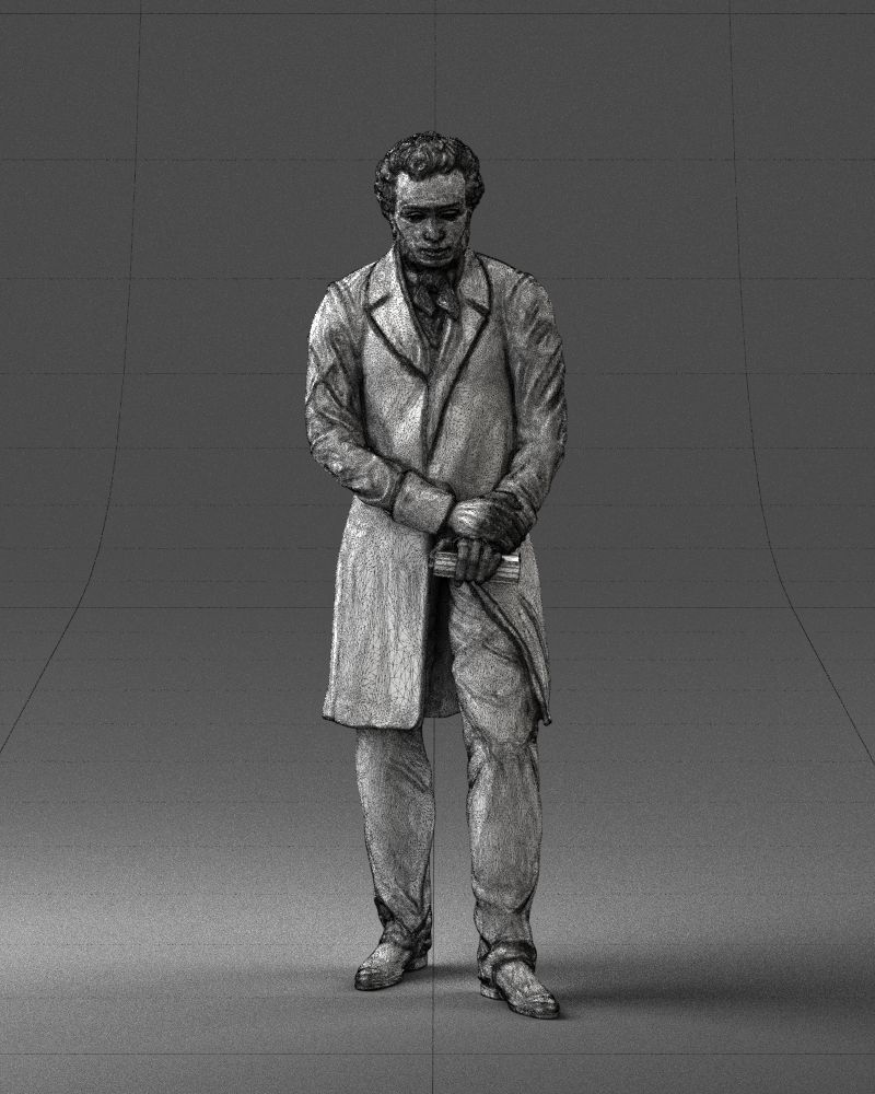 Statue of a poet from Russia 0314 3D model_25