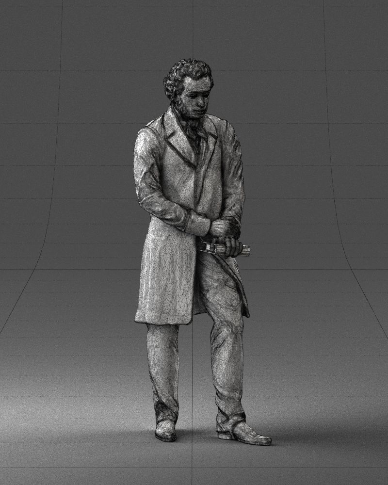 Statue of a poet from Russia 0314 3D model_5