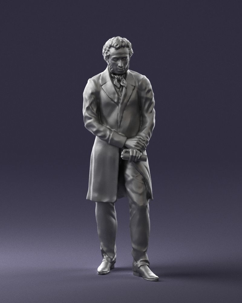 Statue of a poet from Russia 0314 3D model_2