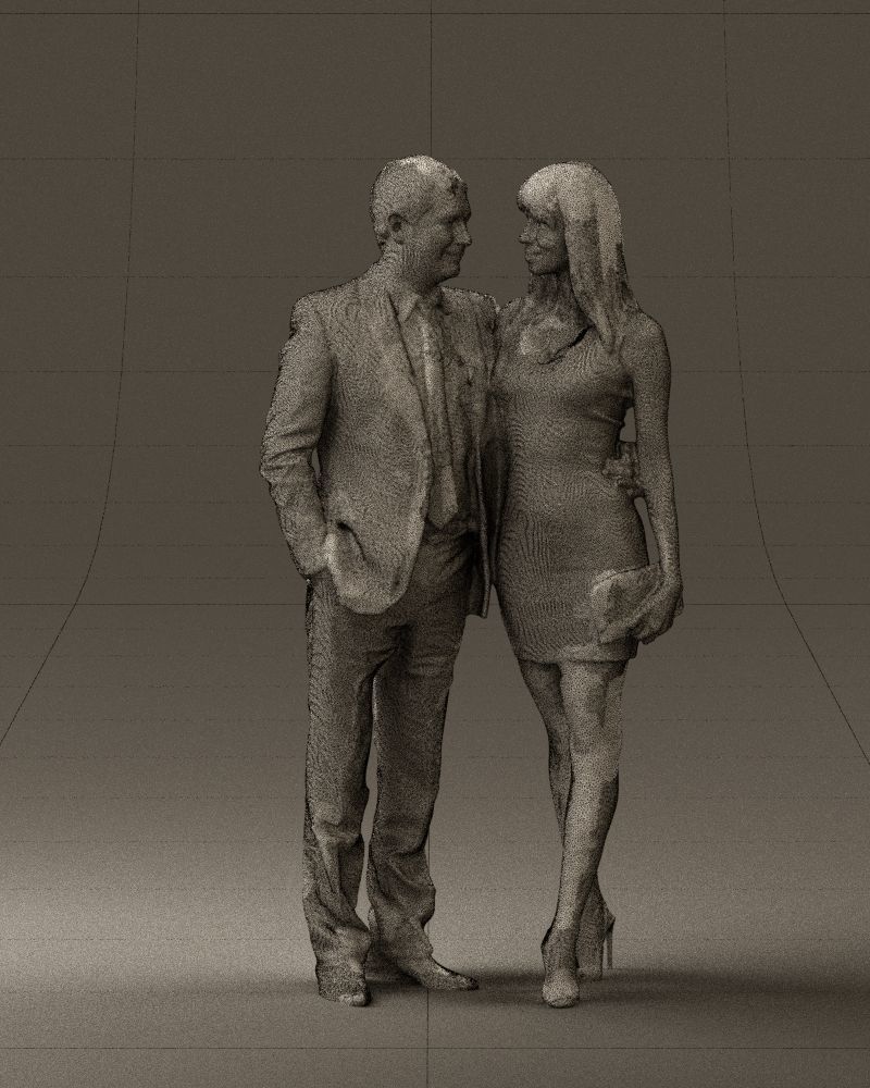 Man and woman in evening dresses 0591 3D model_2