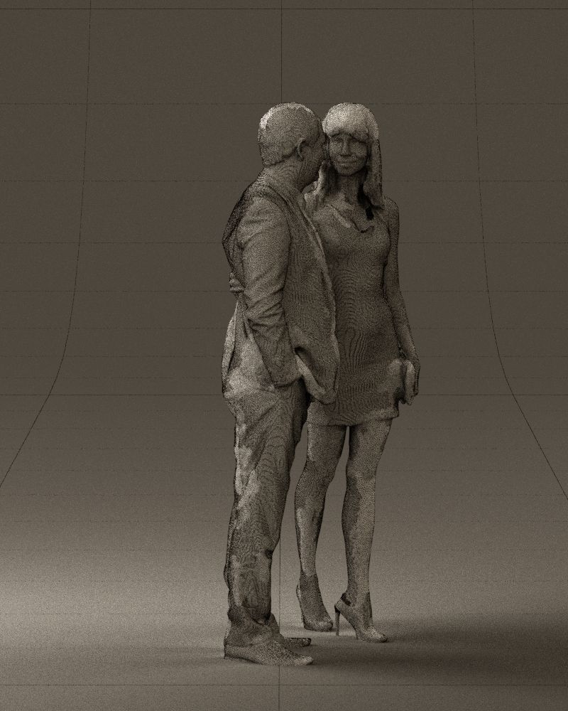 Man and woman in evening dresses 0591 3D model_11