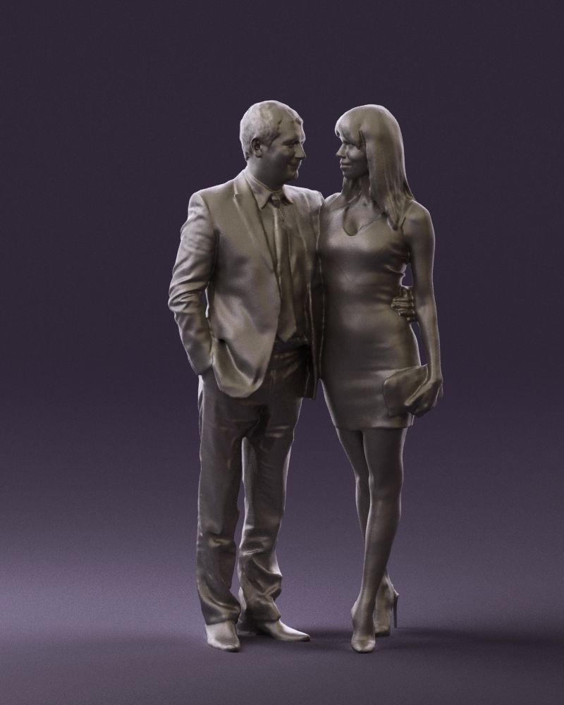Man and woman in evening dresses 0591 3D model_37