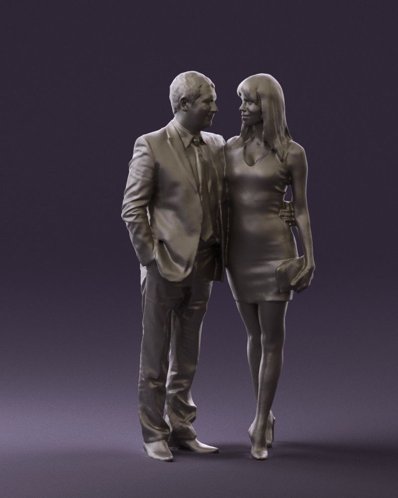 Man and woman in evening dresses 0591 3D model_4