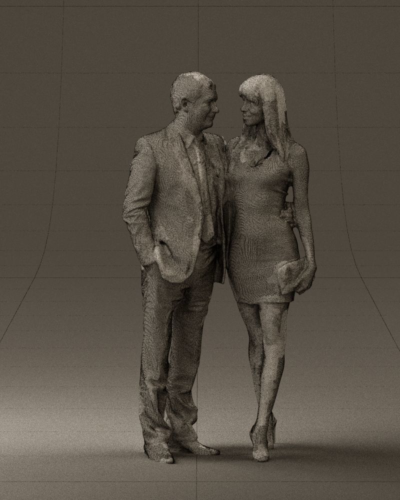 Man and woman in evening dresses 0591 3D model_5