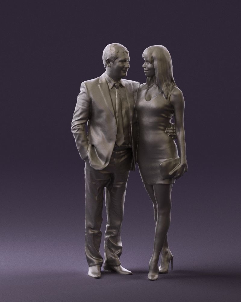 Man and woman in evening dresses 0591 3D model_34