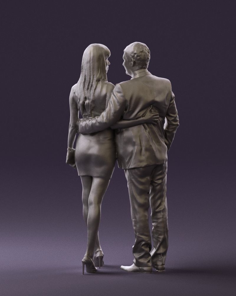 Man and woman in evening dresses 0591 3D model_19