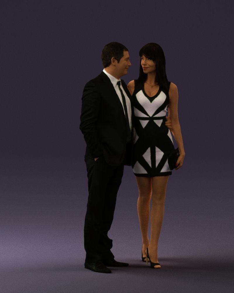 Man and woman in evening dresses 0591 3D model_6