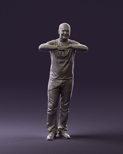 Man in whit shirt red shoes 0776 3D Print Ready 3D print model