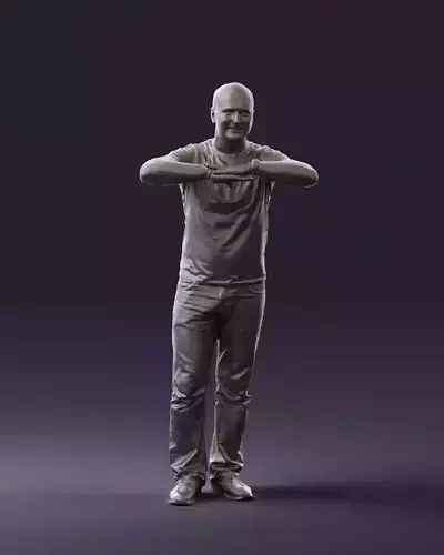 Man in whit shirt red shoes 0776 3D Print Ready